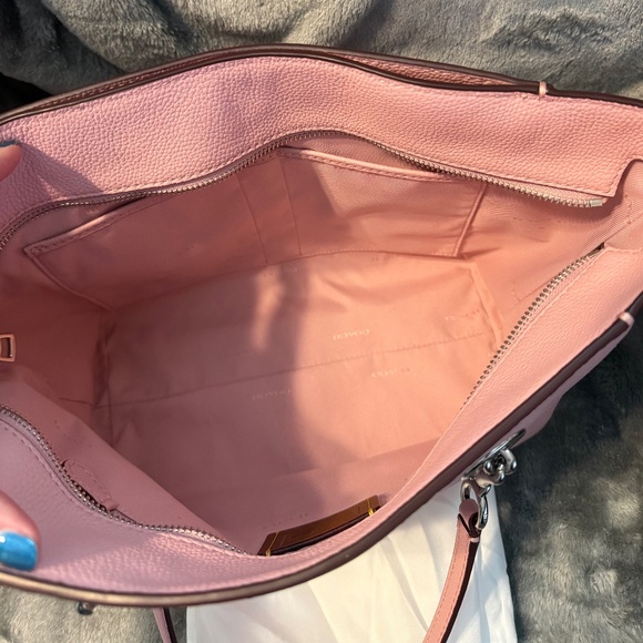 Coach Pebble Leather Turnlock Chain Tote - Powder Pink - Picture 9 of 11